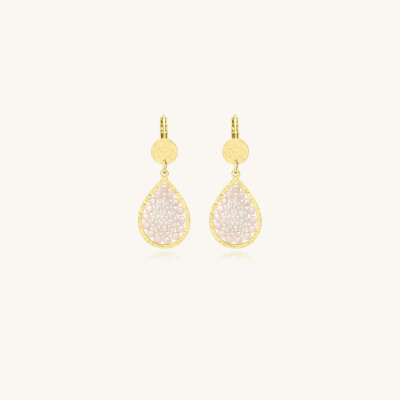 Boucles d'oreilles Sàntibé Bijoux Mini Ysé en laiton, métal doré et perles sable