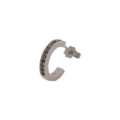 Mono boucle d'oreille Mano J en titane et diamants noirs