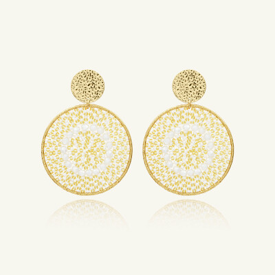 Boucles d'oreilles Sàntibé Bijoux Mistral en laiton, métal doré et perles blanc doré