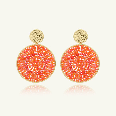 Boucles d'oreilles Sàntibé Bijoux Mistral en laiton, métal doré et perles corail