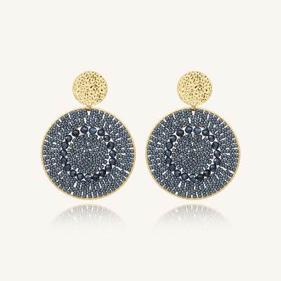 Boucles d'oreilles Sàntibé Bijoux Mistral en laiton, métal doré et perles gris