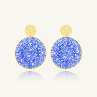Boucles d'oreilles Sàntibé Bijoux Mistral en laiton, métal doré et perles lilas