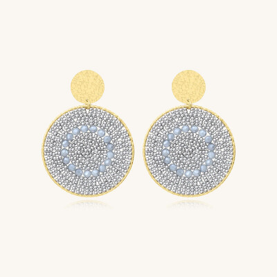 Boucles d'oreilles Sàntibé Bijoux Mistal en laiton, métal doré et perles platine