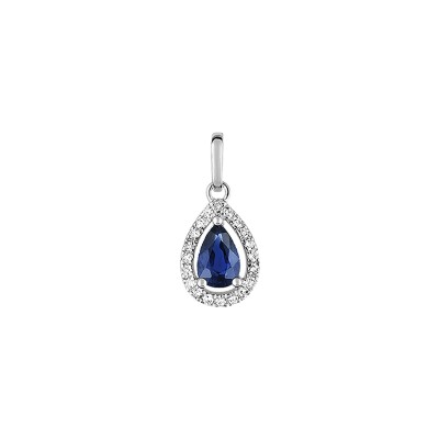 Pendentif en or blanc, saphir et diamant 0.08ct