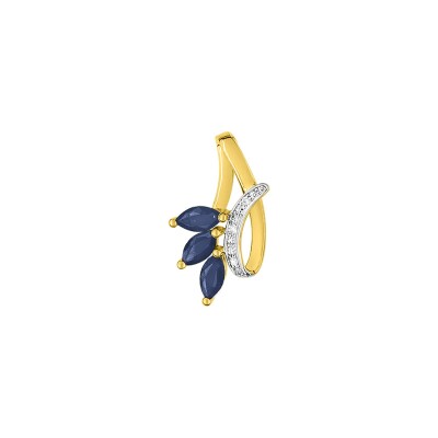 Pendentif en or jaune, saphir et diamant 0.01ct