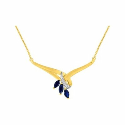 Collier en or jaune, or blanc, saphir et diamants de 0.009ct