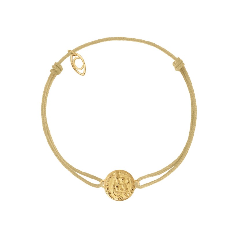 Bracelet sur cordon beige Charlet Massilia Notre-Dame de la Garde en or jaune