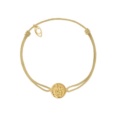 Bracelet sur cordon beige Charlet Massilia Notre-Dame de la Garde en or jaune