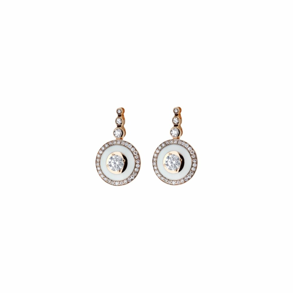 Selim Mouzannar Mina earrings, rose gold, ivory enamel, diamonds