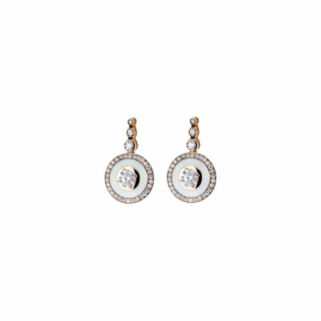 Selim Mouzannar Mina earrings, rose gold, ivory enamel, diamonds