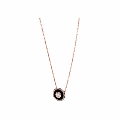 Collier Selim Mouzannar Mina en or rose, émail noir et diamants