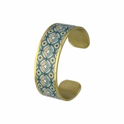 Bracelet manchette ouverte Louise's Garden Mosaïque Aquatique en métal doré