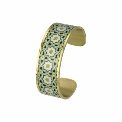 Bracelet manchette ouverte Louise's Garden Mosaïque Fleur de Noël en métal doré