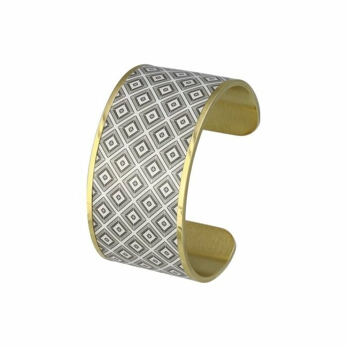Bracelet manchette ouverte Louise's Garden Hypercubes en métal doré
