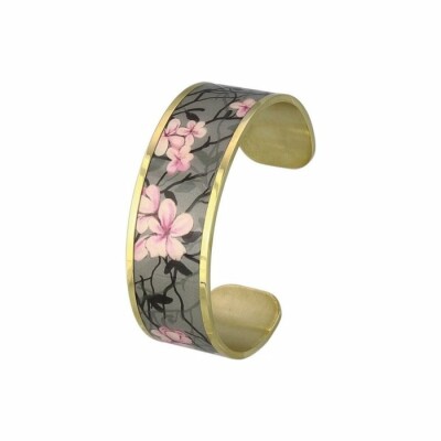 Bracelet manchette ouverte Louise's Garden Magnolia en métal doré, 22mm