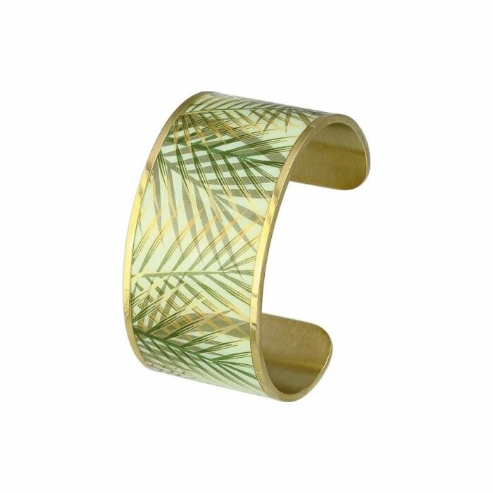 Bracelet manchette ouverte Louise's Garden Bambou en métal doré, 34mm