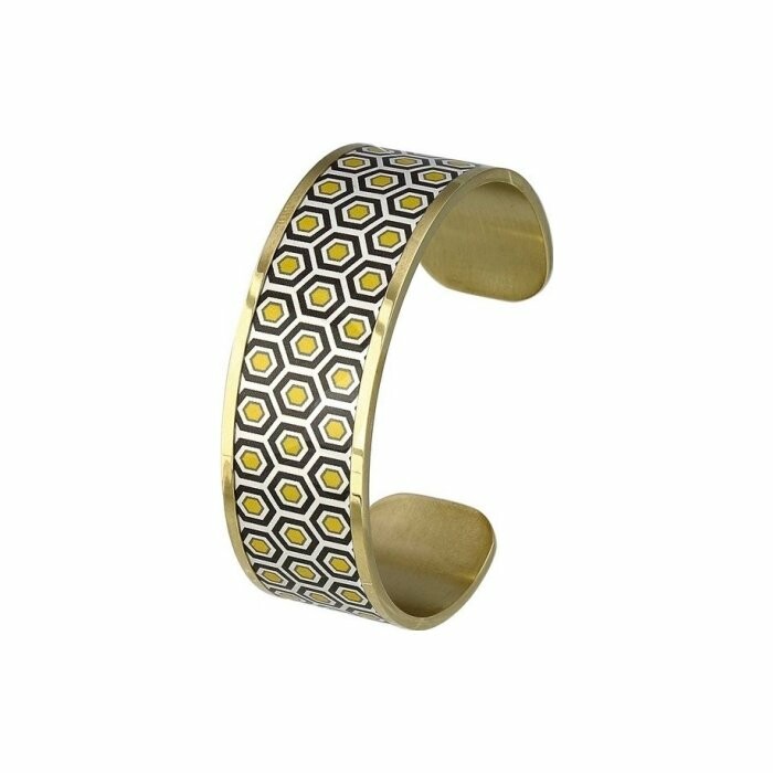 Bracelet manchette ouverte Louise's Garden Nid d'Abeilles en métal doré, 22mm