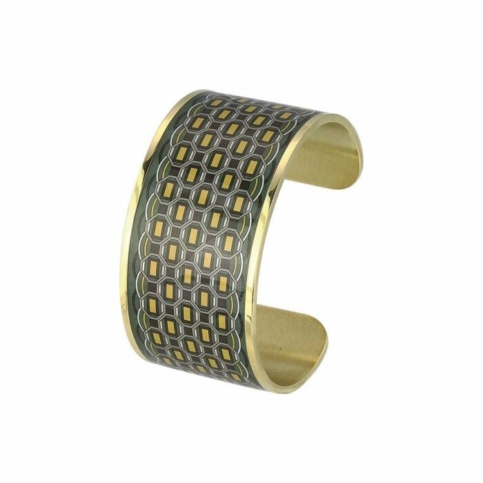 Bracelet manchette ouverte Louise's Garden Mosaîque Barillet en métal doré, 34mm