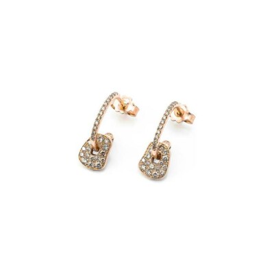 Kit de 3 boucles d'oreilles Mattioli Mini puzzle en or rose, nacre et diamants