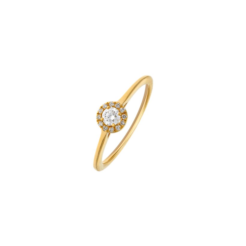 Solitaire en or jaune et diamants