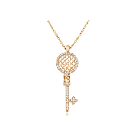 Moucharabieh pendant, pink gold and diamonds