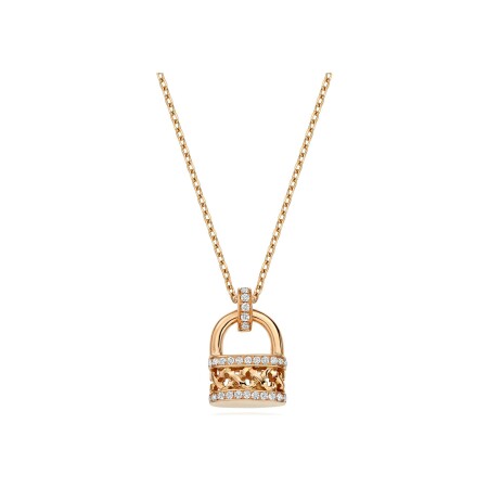 Moucharabieh pendant, pink gold and diamonds