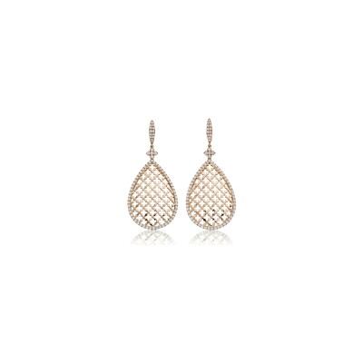 Moucharabieh earrings, pink gold and diamonds