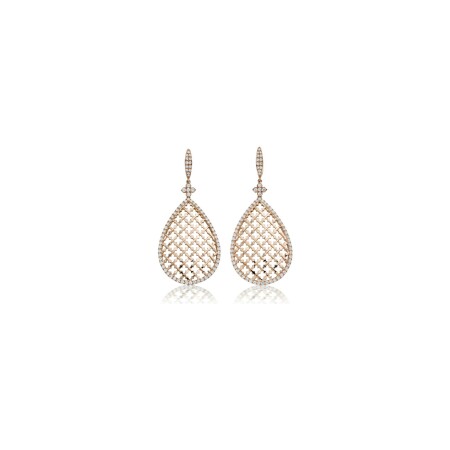 Moucharabieh earrings, pink gold and diamonds