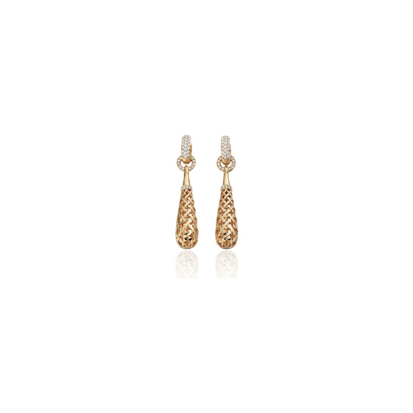 Moucharabieh earrings, pink gold and diamonds