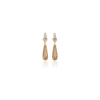 Boucles d'oreilles pendantes Moucharabieh en or rose et diamants