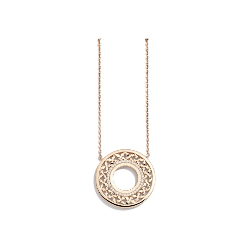 Moucharabieh pendant, pink gold and diamonds
