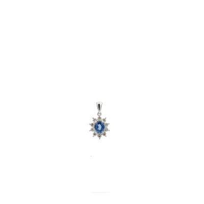 Pendentif en or blanc et saphir
