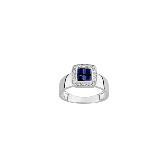 Bague en or blanc, saphirs et diamants