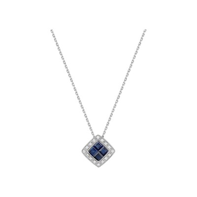 Collier en or blanc, diamants et saphirs de 0.70ct