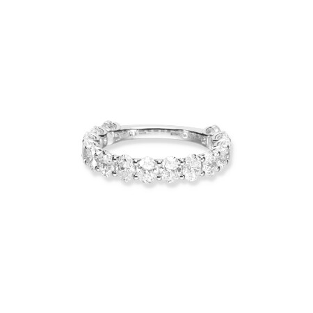 Bague Marco Valente Rivière en or blanc et diamants ovales, taille 54