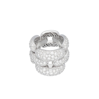 Bague souple Marco Valente année 70 en or blanc et diamants