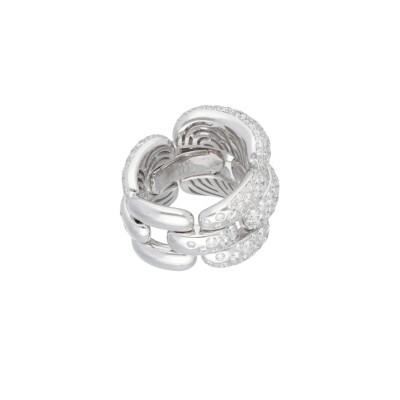 Bague souple Marco Valente année 70 en or blanc et diamants
