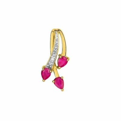 Pendentif en or jaune, rubis et diamants de 0.01ct