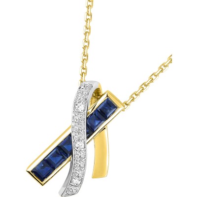 Pendentif en or jaune, saphir et diamant 0.02ct