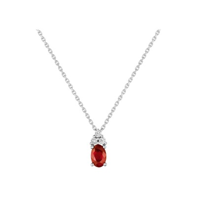 Collier en or blanc, rubis et diamant 0.018ct