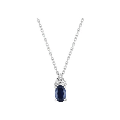 Collier en or blanc, saphir et diamant 0.018ct