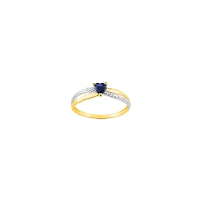 Bague en or jaune, or blanc, saphir et diamants