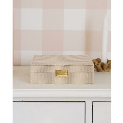 Boîte à bijoux Maison Scarlett Anne en velours côtelé - Beige