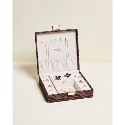 Boîte à bijoux Maison Scarlett Chic & Choc Anne en coton - Zèbre Chocolat