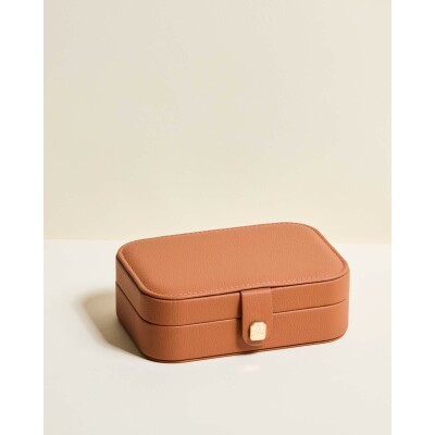Boîte à bijoux de voyage Maison Scarlett Timeless Brigitte en simili cuir - Caramel