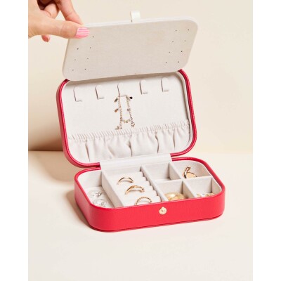 Boîte à bijoux de voyage Maison Scarlett Timeless Brigitte en simili cuir - Rouge Rubis