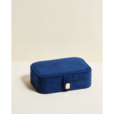 Boîte à bijoux de voyage Maison Scarlett Timeless Brigitte en velours - Bleu Saphir