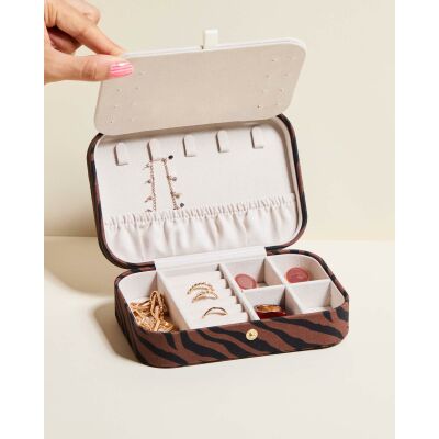 Boîte à bijoux de voyage Maison Scarlett Chic & Choc Brigitte en coton - Zèbre Chocolat