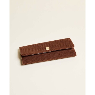 Pochette à bijoux de voyage Maison Scarlett Velours Fou Catherine en velours côtelé - Chocolat