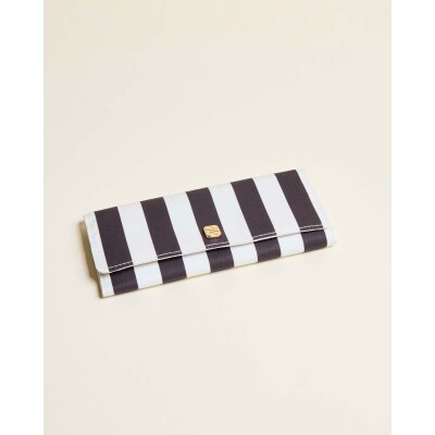 Pochette à bijoux de voyage Maison Scarlett Chic & Choc Catherine en coton - Rayures Crème / Réglisse